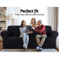 Artiss Sofa Cover 3 Seater Stretch Black Couch Protector