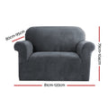 Artiss Sofa Cover 1 Seater Velvet Grey Couch Protector