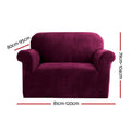 Artiss Sofa Cover 1 Seater Velvet Ruby Red Couch Slipcover