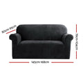 Artiss 2 Seater Sofa Cover Velvet Black Couch Slipcover