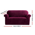 Artiss Sofa Cover 2 Seater Velvet Ruby Red Couch Stretch
