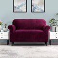 Artiss Sofa Cover 2 Seater Velvet Ruby Red Couch Stretch