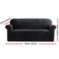 Artiss Sofa Cover 3 Seater Velvet Black Couch Protector
