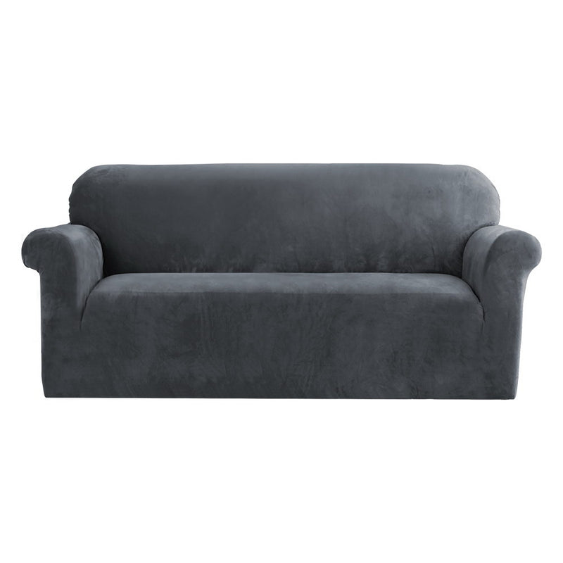 Artiss 3 Seater Sofa Cover Velvet Grey Couch Protector