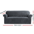 Artiss 3 Seater Sofa Cover Velvet Grey Couch Protector