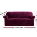 Artiss 3 Seater Sofa Cover Velvet Ruby Red Couch Protector