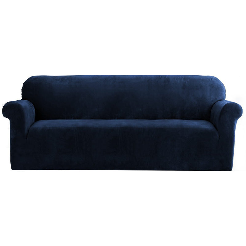 Artiss 4 Seater Sofa Cover Couch Cover Velvet Sapphire Blue