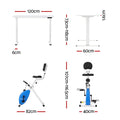 Artiss 120cm Standing Desk with Folding X-Bike Magnetic White