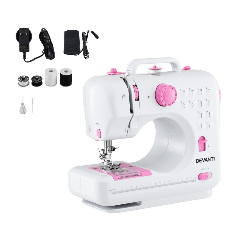 Devanti 12 Stitch Mini Sewing Machine Portable LED Lights Kit