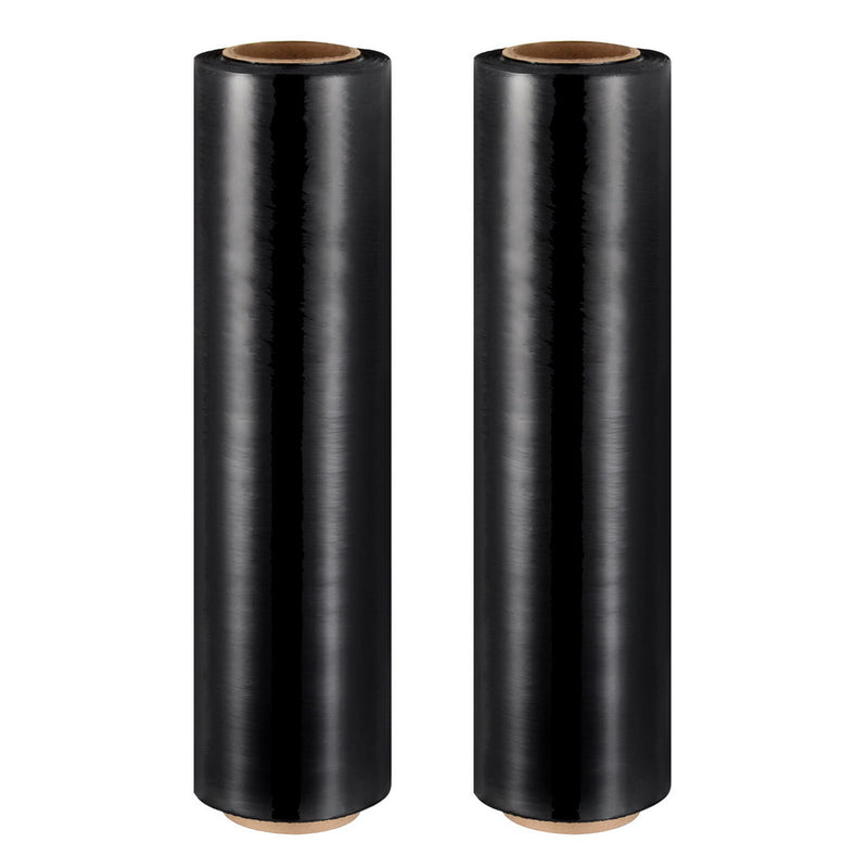 Stretch Film 500mm x 400m Black Pallet Shrink Wrap 2 Rolls