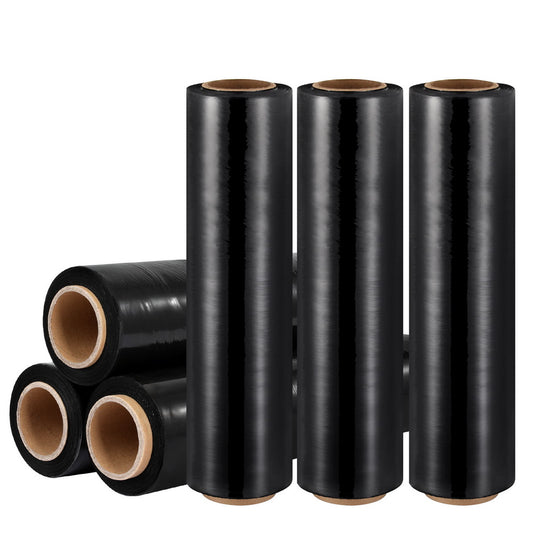 500mm x 400m Stretch Film Shrink Wrap Black 6 Rolls Pallet