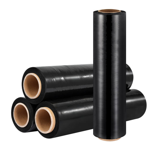 Stretch Film 500mm x 400m Black Shrink Wrap 4 Rolls Pallet