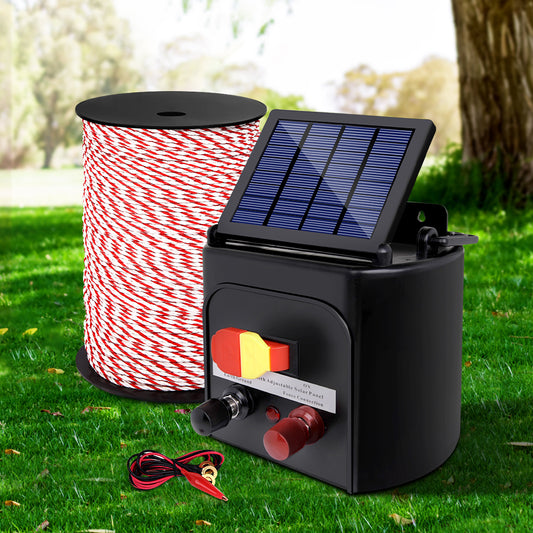 Giantz Solar Electric Fence Energiser 3KM 500M Poly Rope