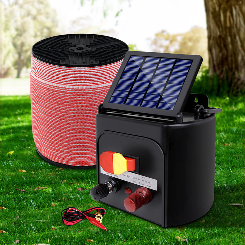 Giantz Solar Electric Fence Energiser 5KM 1200M Poly Tape