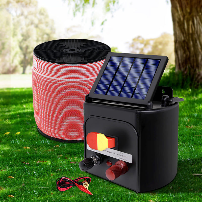 Giantz 5KM Solar Electric Fence Energiser 2000M Poly Tape