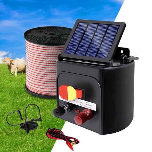 Giantz Solar Fence Energiser 5KM 400M Poly Tape Insulator