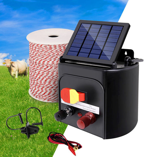 Giantz 3KM Solar Electric Fence Energiser 500M Poly Wire