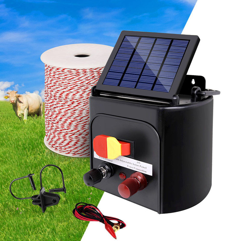 Giantz 3KM Solar Electric Fence Energiser 500M Poly Wire