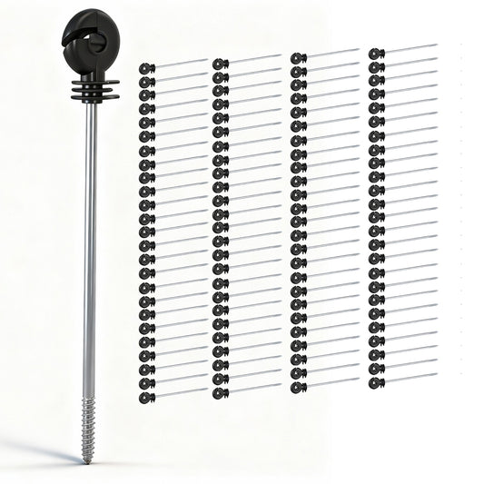 Giantz Electric Fence Ring Insulators 100pc Screw Insulator Black