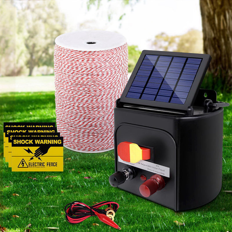 Giantz Solar Electric Fence Energiser 5KM 2KM Poly Wire