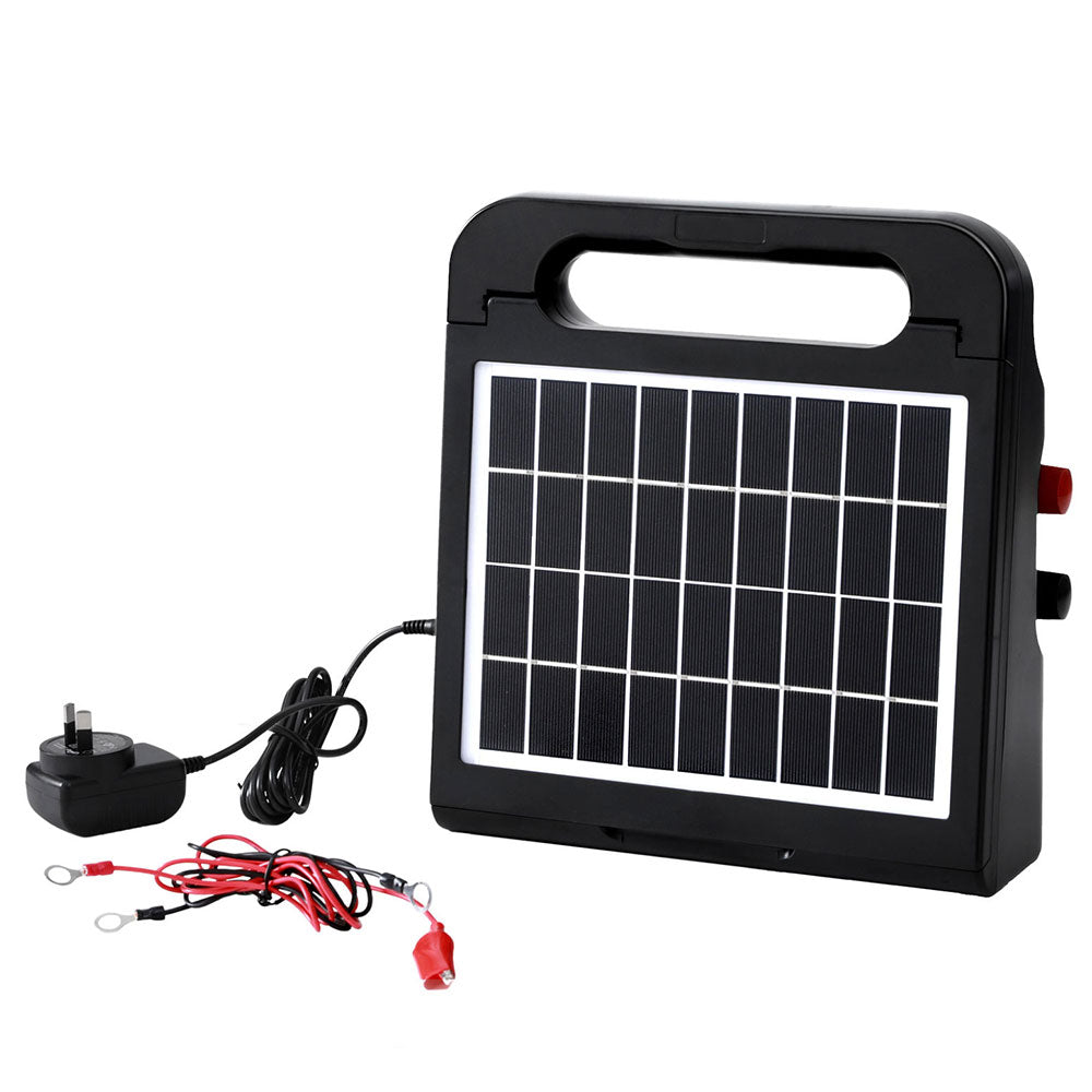 Giantz 10km Electric Fence Energiser Solar Energizer Charger Farm Animal 0.3J