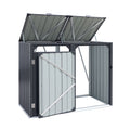 Giantz Bin Shed Double Wheelie Waste Bins Storage Steel Garden Enclosure Grey