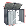 Giantz Bin Shed Double Wheelie Waste Bins Storage Steel Garden Enclosure Grey