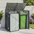 Giantz Bin Shed Double Wheelie Waste Bins Storage Steel Garden Enclosure Grey