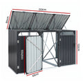 Giantz Bin Shed Triple Wheelie Waste Bins Storage Steel Garden Enclosure Grey