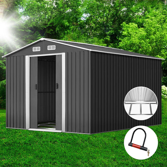 Giantz 2.6x3.9M Garden Shed Metal Base Sliding Door Storage