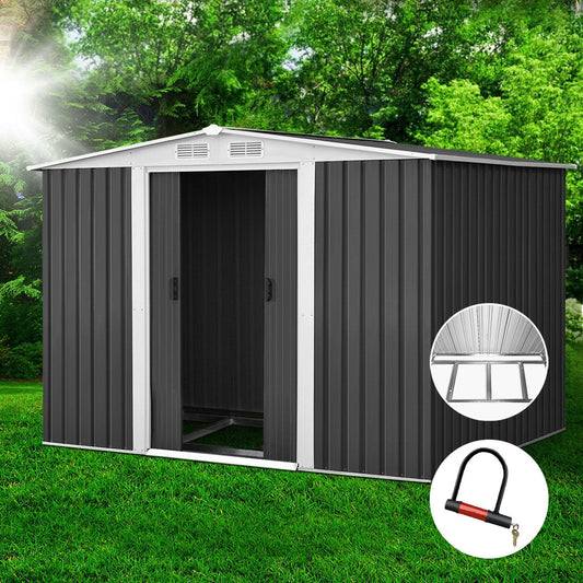 Giantz Garden Shed 2.58x2.07m Metal Base Double Door Storage