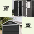 Giantz Garden Shed Resin Outdoor Storage Box 2.44x1.31M Tool Shed Backyard Black