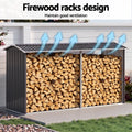 Giantz Firewood Storage Shed 334.5CM x 92CM Outdoor Log Rack Galvanised Steel Wood Holder
