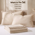 Giselle Double Sheet Set 150 GSM Anti-pilling Micro Flannel, Fast Drying Lightweight 4 Piece, 40CM Deep Pocket Fits Thick Mattress, Cream White