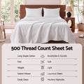 Giselle Double 500TC Cotton 4Pcs Sheet Set with 40cm Extra Deep Pocket for Thick Mattresses Sateen Weave for Sweaty Nights White