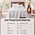 Giselle Single 500TC Cotton 4Pcs Sheet Set with 40cm Extra Deep Pocket for Thick Mattresses Sateen Weave for Sweaty Nights White