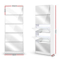 Artiss Shoe Rack Cabinet Mirror 25 Pairs White