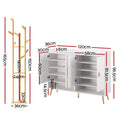 Artiss Shoe Rack Cabinet Clothes Rack Storage Shelf White Pine