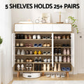 Artiss Shoe Rack Cabinet White Pine Bamboo Wood Storage Shelf
