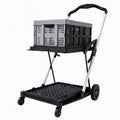 Artiss Shopping Trolley with Wheels 2 Layer w/1 Crate Foldable Trolley Grey
