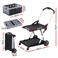 Artiss Shopping Trolley with Wheels 2 Layer w/1 Crate Foldable Trolley Grey
