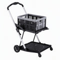 Artiss Shopping Trolley with Wheels 2 Layer w/1 Crate Foldable Trolley Grey