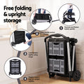 Artiss Shopping Trolley with Wheels 2 Layer w/1 Crate Foldable Trolley Grey