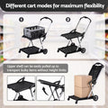 Artiss Shopping Trolley with Wheels 2 Layer w/1 Crate Foldable Trolley Grey