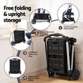 Artiss Shopping Trolley with Wheels 2 Layer w/2 Crates Foldable Trolley Black