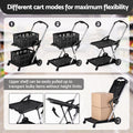 Artiss Shopping Trolley with Wheels 2 Layer w/2 Crates Foldable Trolley Black