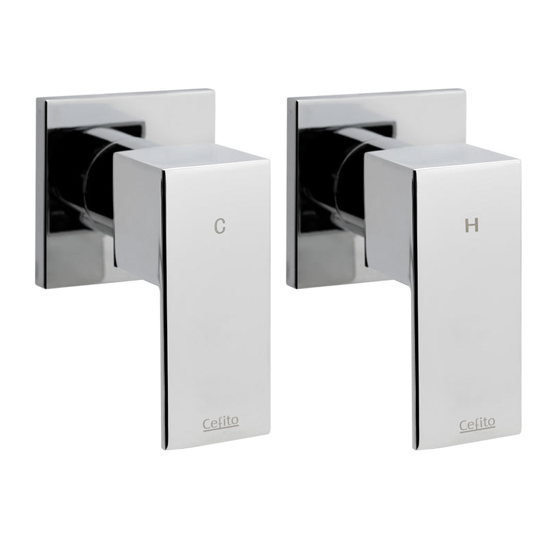 Cefito Wall Shower Mixer Tap Chrome Brass Bath Taps Hot Cold