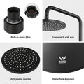 Rain Shower Head 9'' Black High Pressure Overhead Swivel