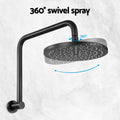 Rain Shower Head 9'' Black High Pressure Overhead Swivel