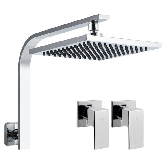 Cefito 8" Rain Shower Head Square Chrome Twin Tap High Pressure